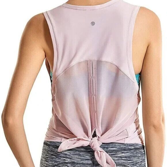 CRZ YOGA Women's Sports /Gym Workout Sleeveless Tank Top Lightweight Mesh Panel - Picture 1 of 7